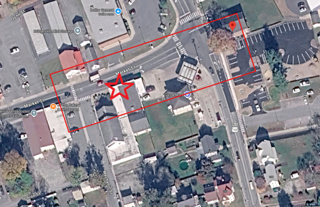 Map of water main break area