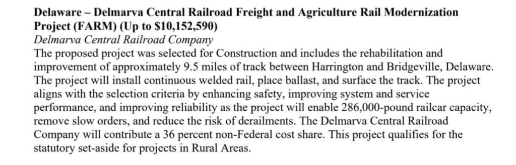 us department of transportation snippet for mountaire rail